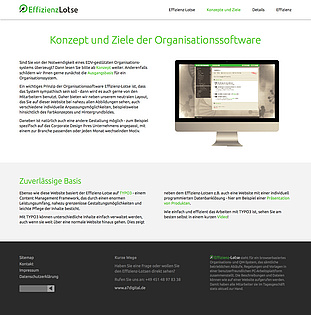 Zweispaltige Darstellung von Texten und Bildern mit Überschrift über die gesamte Breite (Screenshot: volle Seitenlänge bei 1280px Breite)